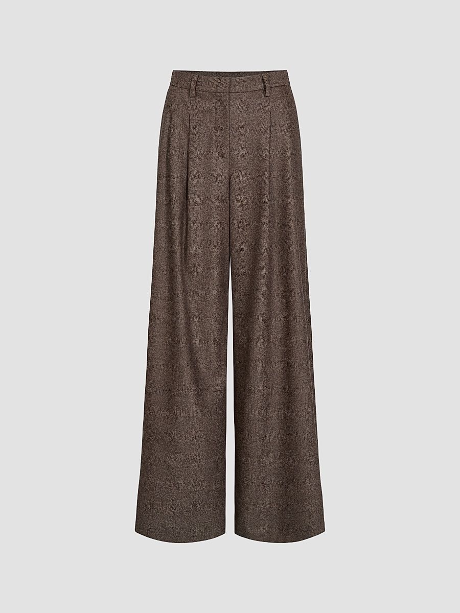 Women's Avery Wool-Silk Pants - Pinecone Melange - Size 10