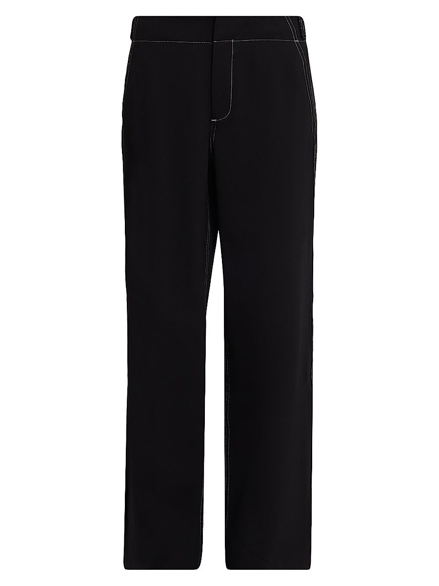 Women's Irina Contrast-Topstitch Ponte High-Rise Pants - Black - Size 12