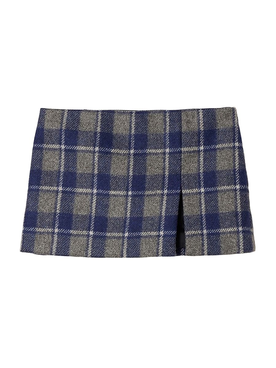 Women's Checked Miniskirt - Grey Multi - Size 2