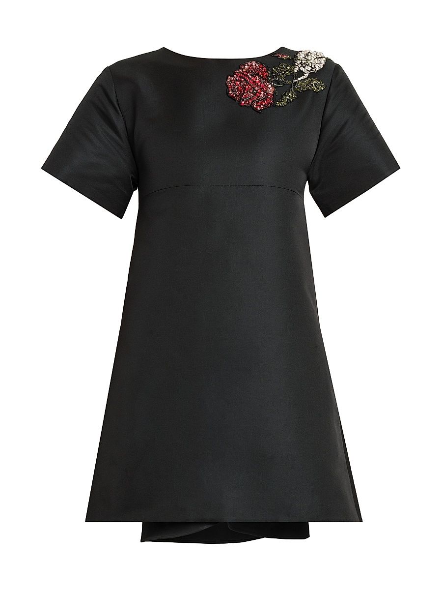 Women's Day Shoulder-Embellished Silk-Blend Minidress - Black - Size 8