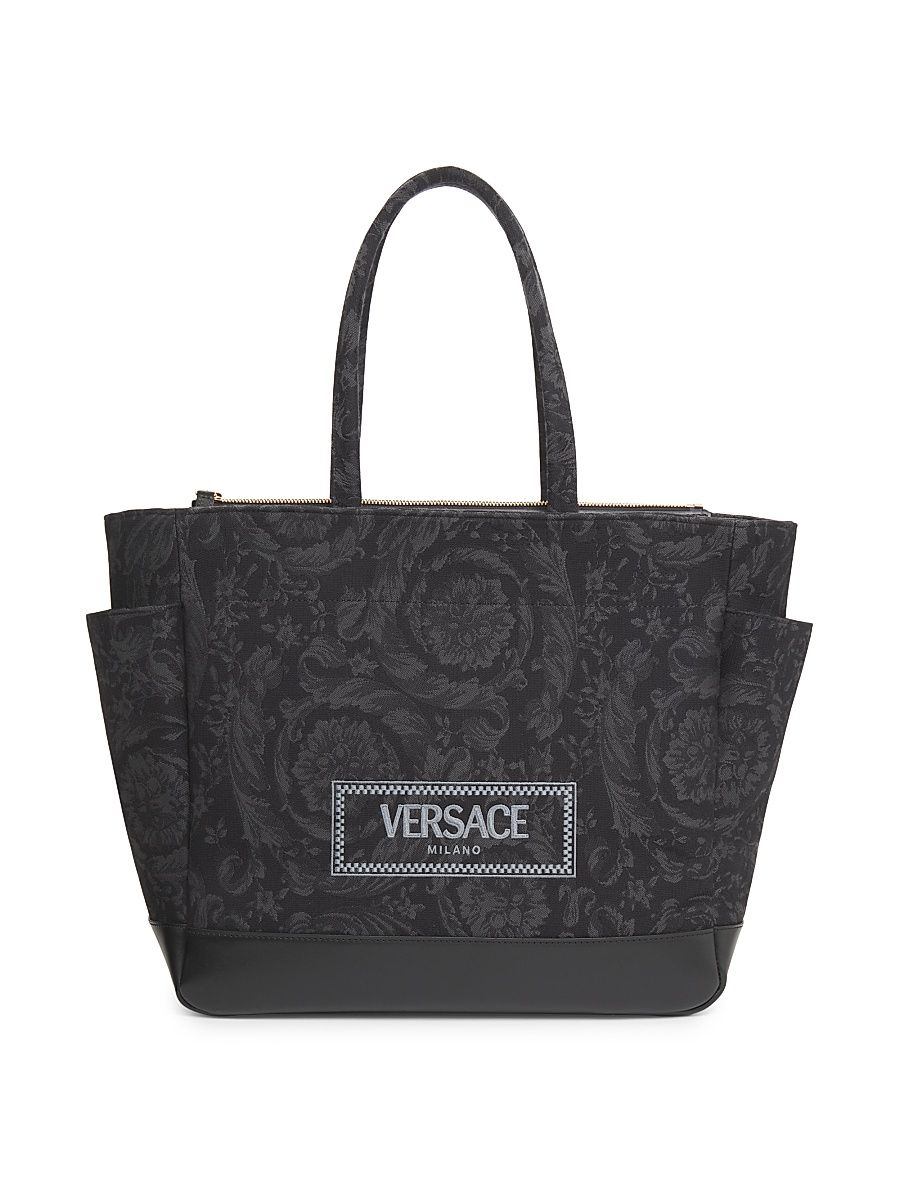 Barocco Logo Diaper Tote Bag - Black Versace Gold