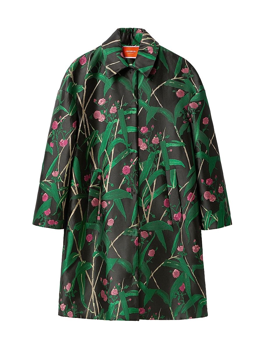 Women's Boxy Coat - Bamboo Jacquard Black - Size XS