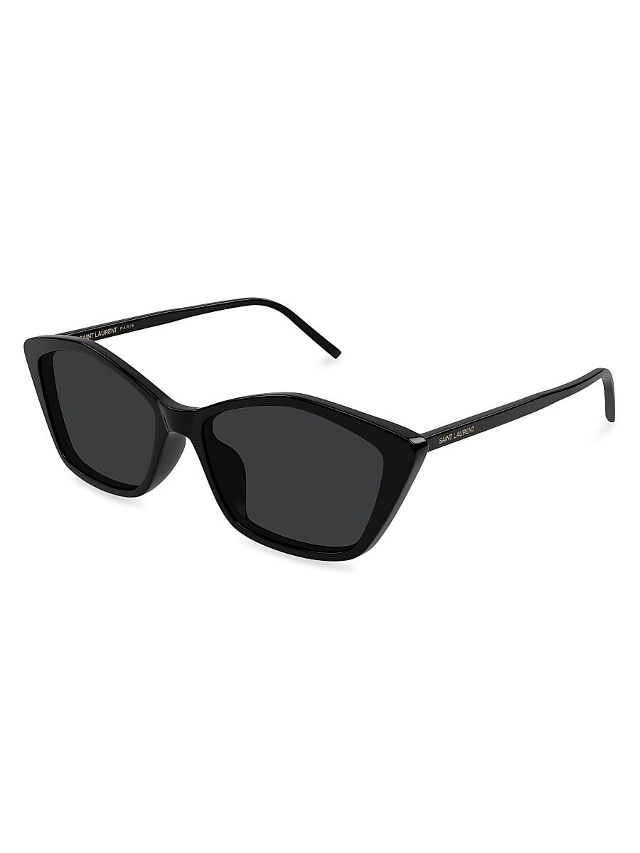 Women's Lettering Logo Thin 57MM Cat-Eye Sunglasses - Black