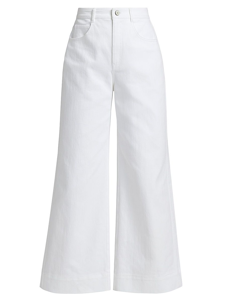 Women's Betsy Stretch-Denim Wide-Leg Jeans - White - Size 16