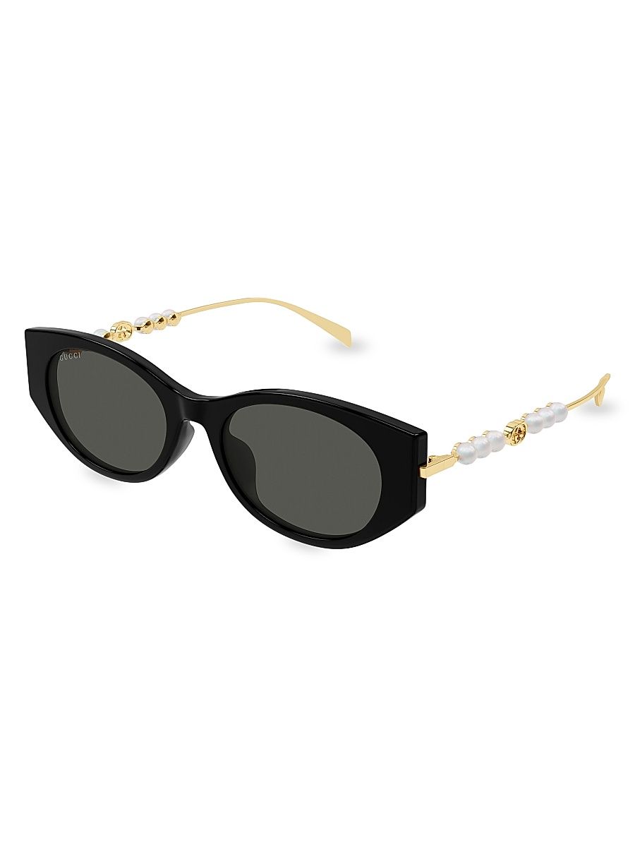 Women's Pearls & Strass 54MM Cat-Eye Sunglasses - Black