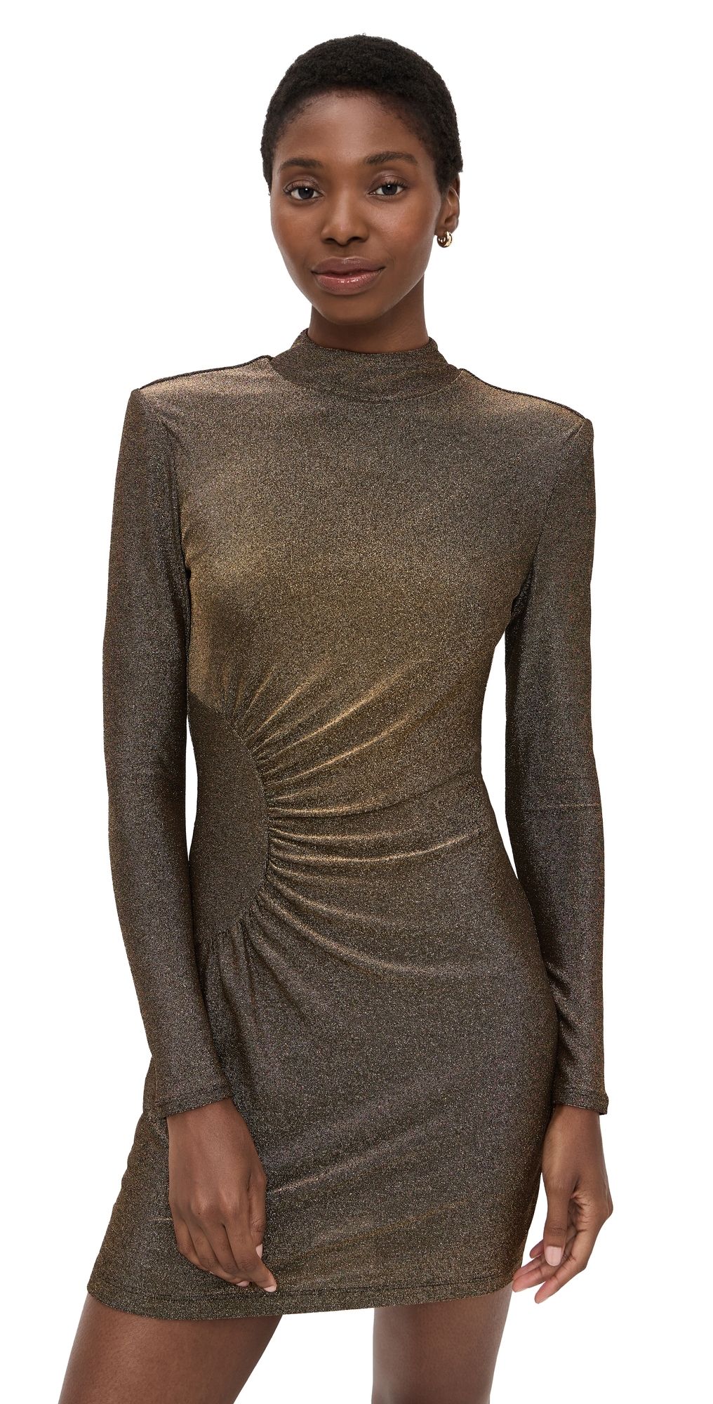 Ramy Brook Amarylis Mini Dress Gold Knit XL