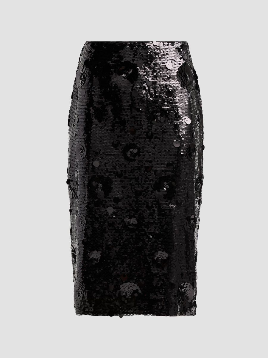 Elie Tahari Women's The Amira Sequin Midi Skirt - Noir - Size 2