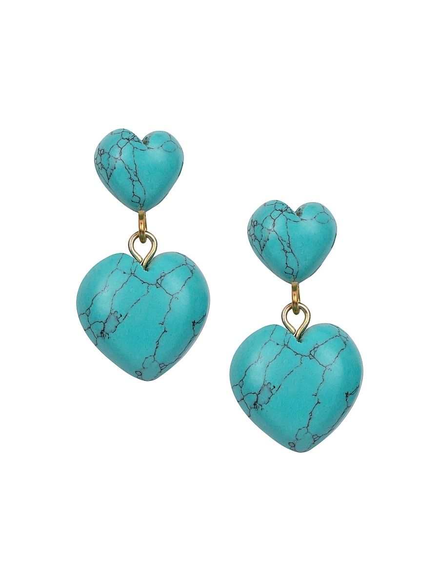 Women's Arely Goldtone & Turquoise Heart Drop Earrings - Turquoise