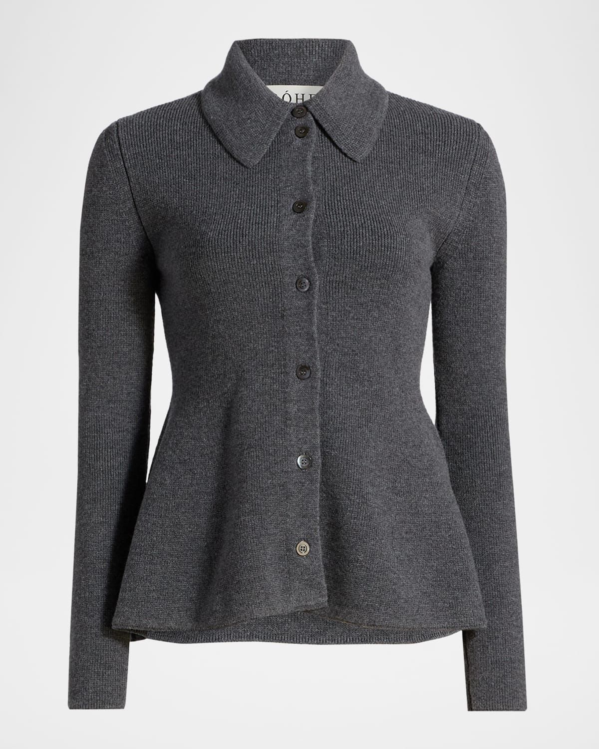 Waisted Wool-Cashmere Cardigan