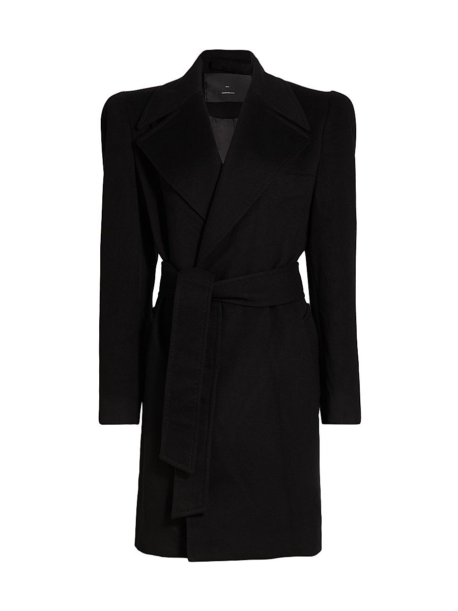 Women's RHW Wool Wrap Coat - Black - Size Small