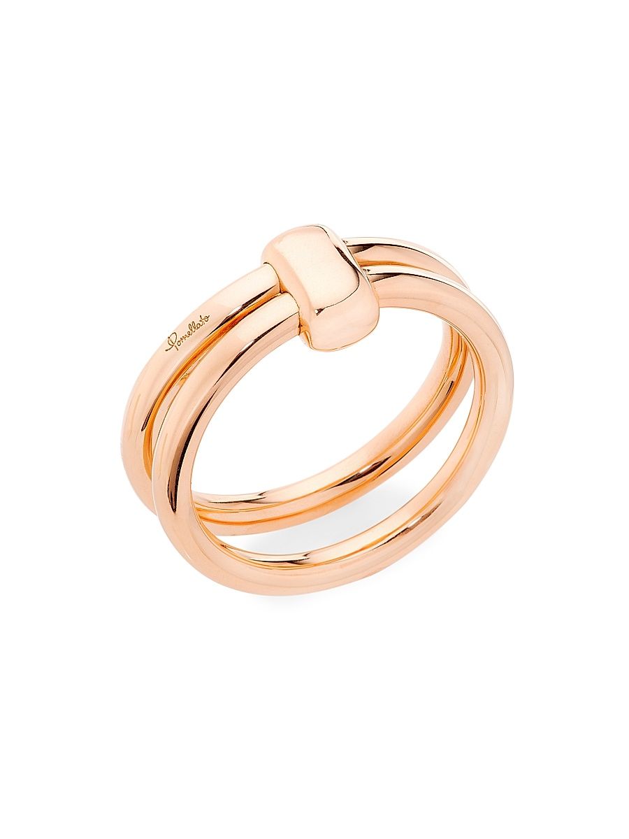 Women's Together 18K Rose Gold Linked Double Ring - Rose Gold - Size 7.25