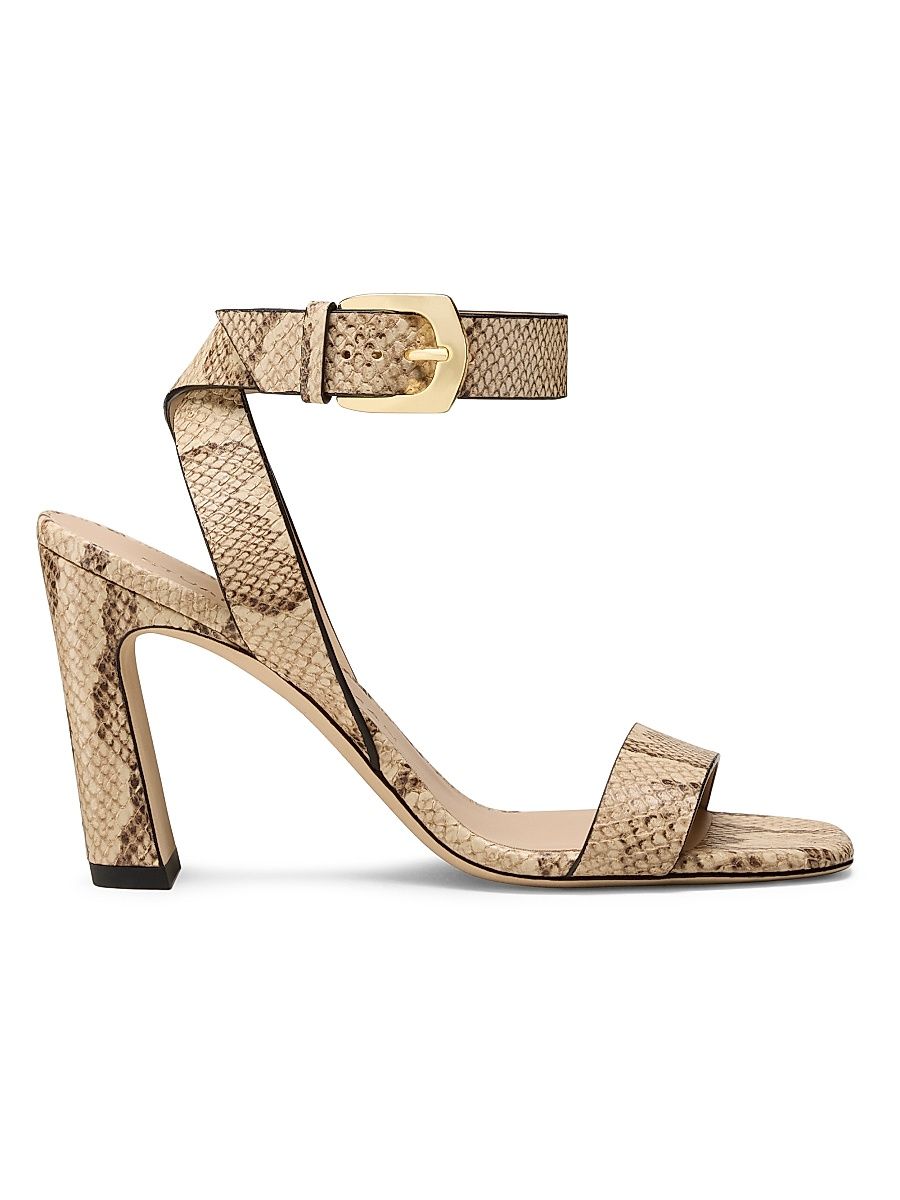 Women's Sai 85MM Snakeskin-Embossed Leather Sandals - Adobe - Size 9.5