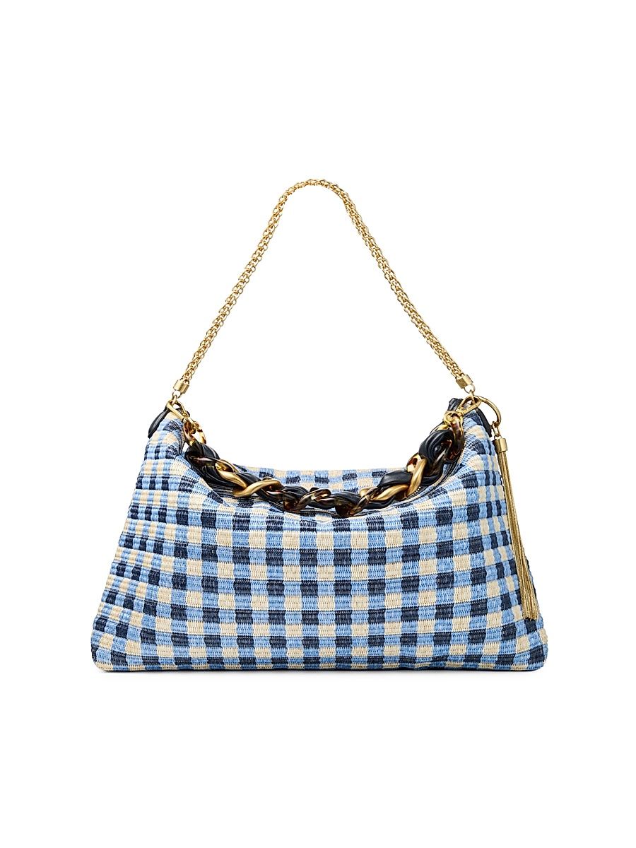 Women's Riviera Capsule Callie Maxi Gingham Raffia Shoulder Bag - Marine Mix
