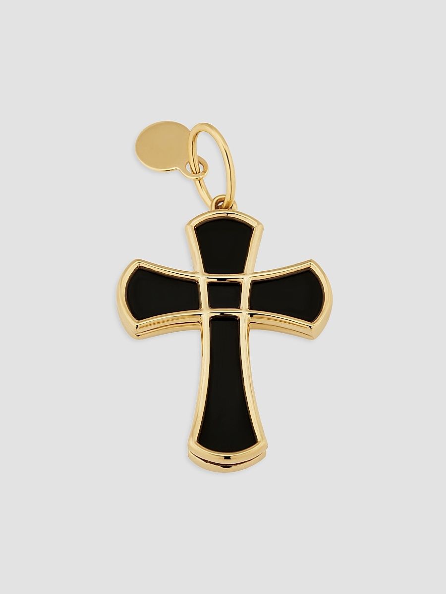 Men's 14K Yellow Gold Bless Me Pendant Charm - Gold Black