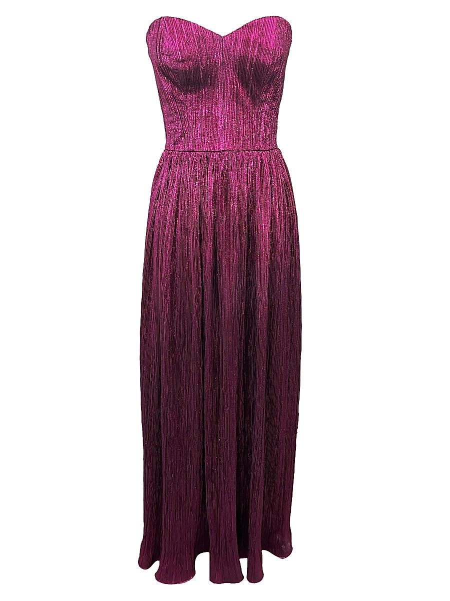 Women's Audrina Pleated Bustier Maxi Dress - Fuchsia - Size Large