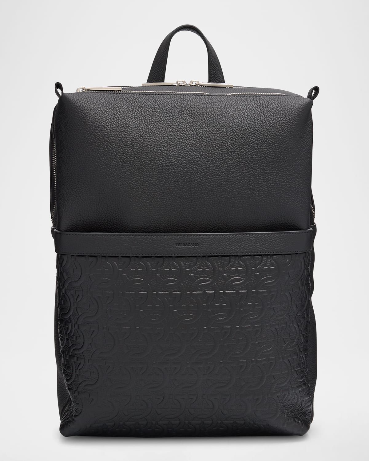 Men & apos;s Embossed Gancini Leather Backpack