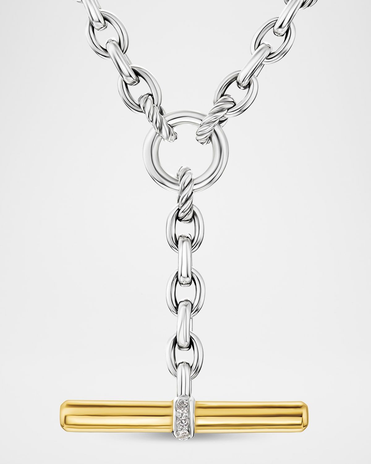 DY Mercer Petite Toggle Necklace with Diamonds and 18K Gold in Silver, 5mm