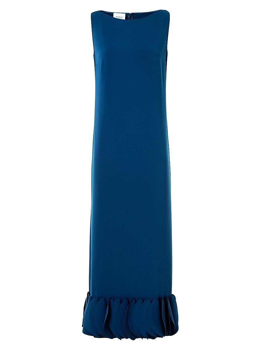 Women's Lasercut Crepe Midi-Dress - Dark Blue - Size 16