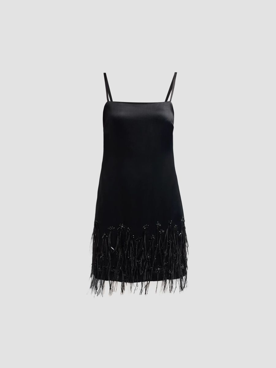 Azeeza Women's Kavin Satin Embellished Mini Dress - Black - Size XL