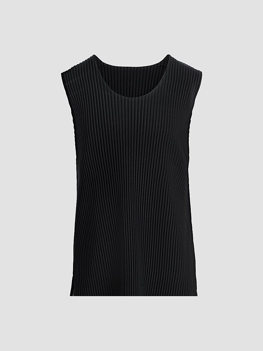 Men's June Pleated Slim Tank - Black - Size XL