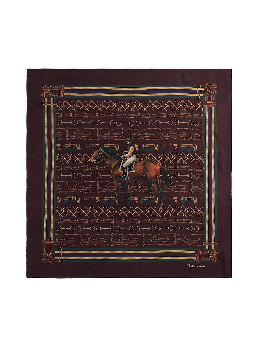 Men's Equestrian Silk Scarf - Wine Multi