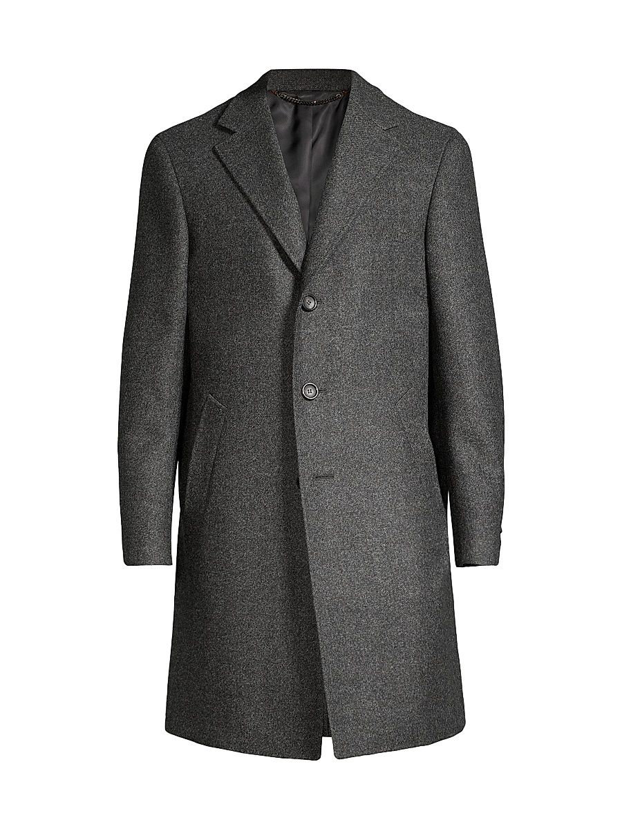Men's Kei Solid Wool Top Coat - Grey - Size 40