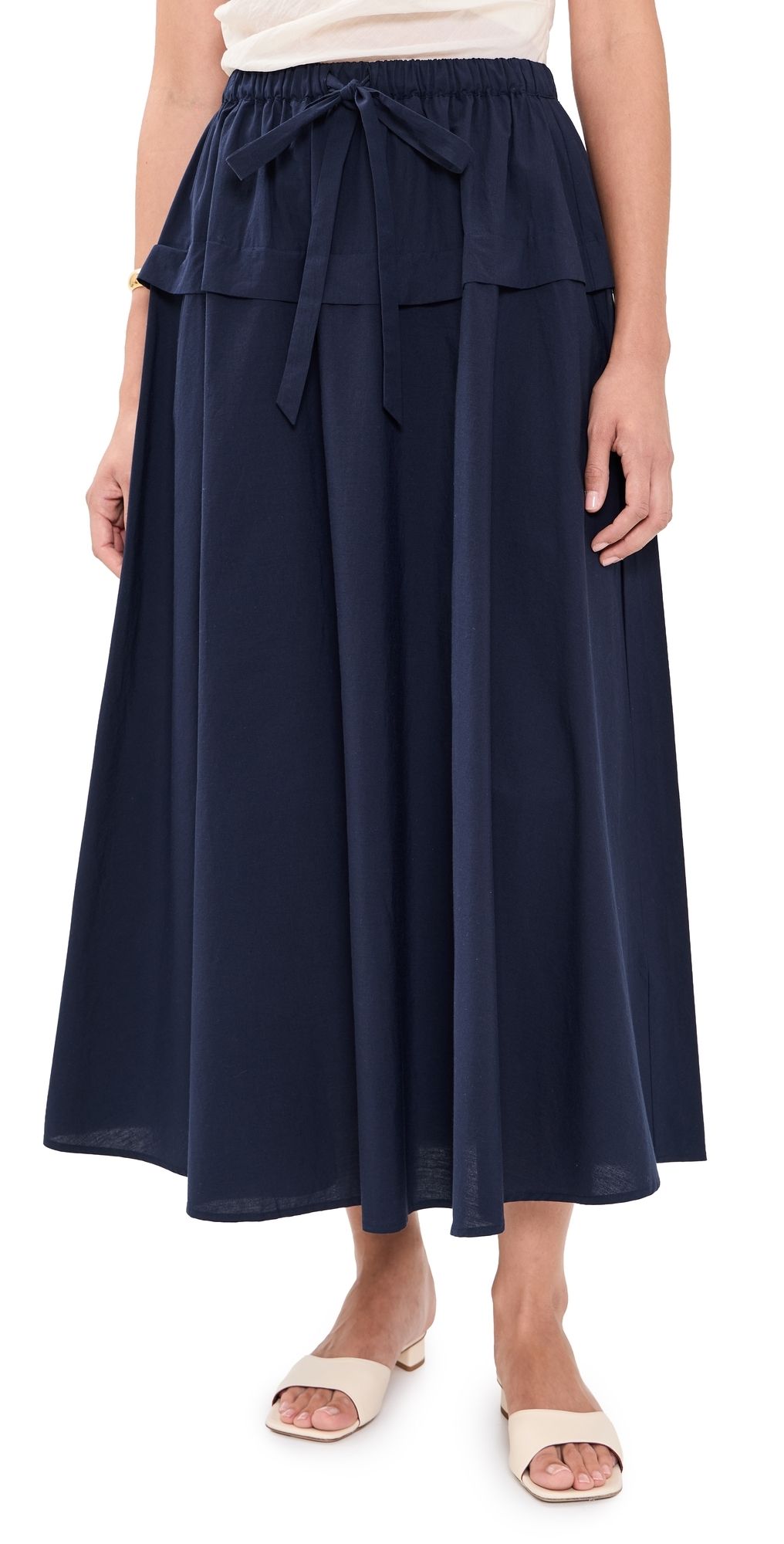 Polo Ralph Lauren Cotton Canvas Woven Midi Skirt Hunter Navy L