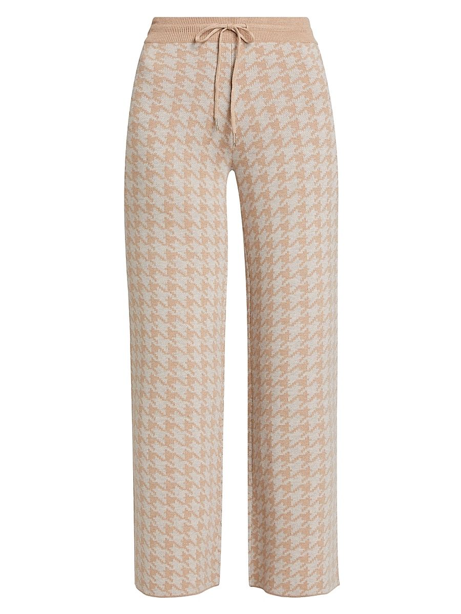 Women's Houndstooth High-Rise Straight-Leg Pants - Toast Heather Camel - Size XS