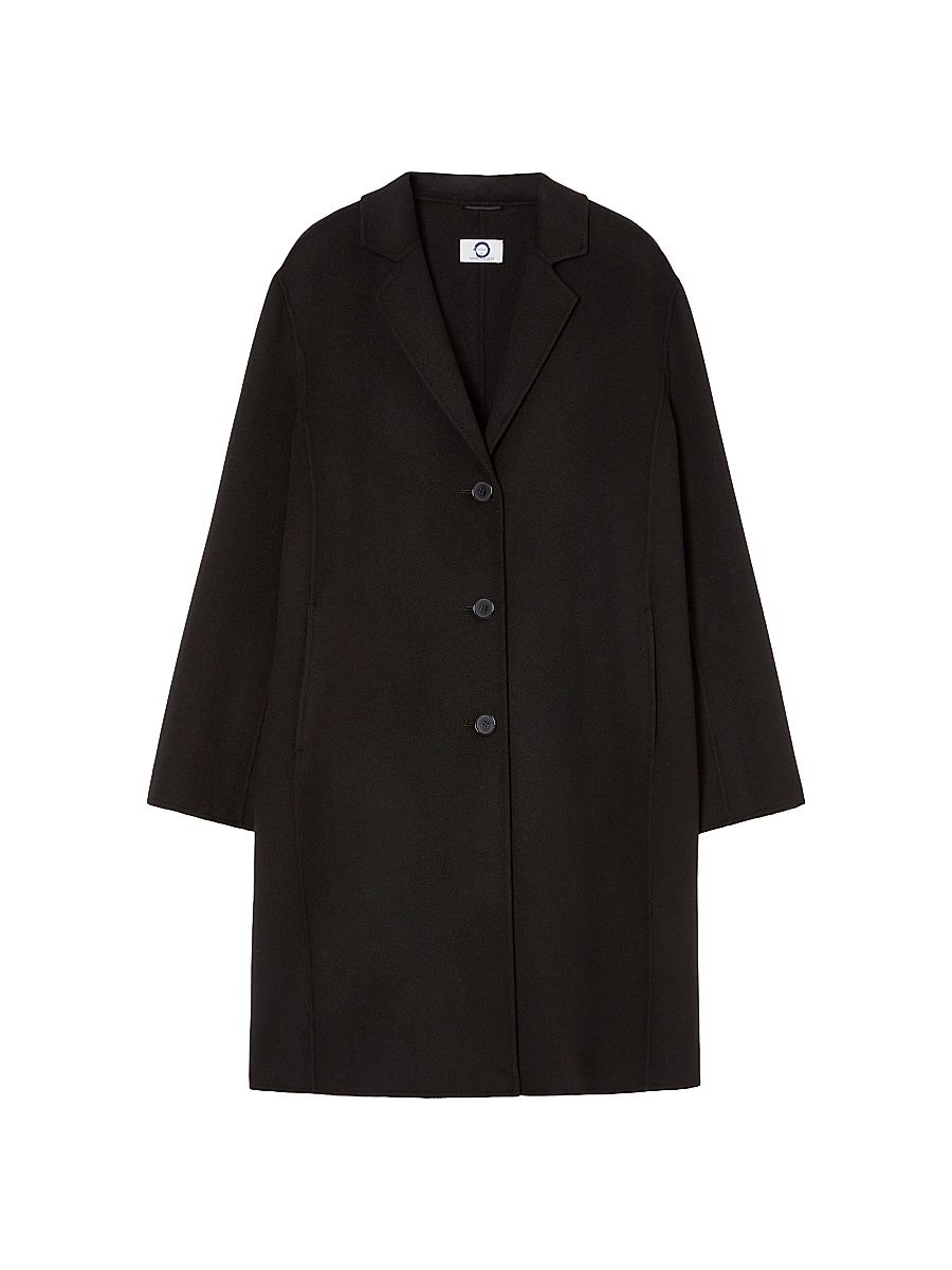 Women's Wool and Cashmere Double Sided Fabric Coat - Black - Size 16
