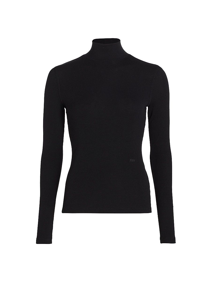 Women's Rib Turtleneck Sweater - Noir - Size Large