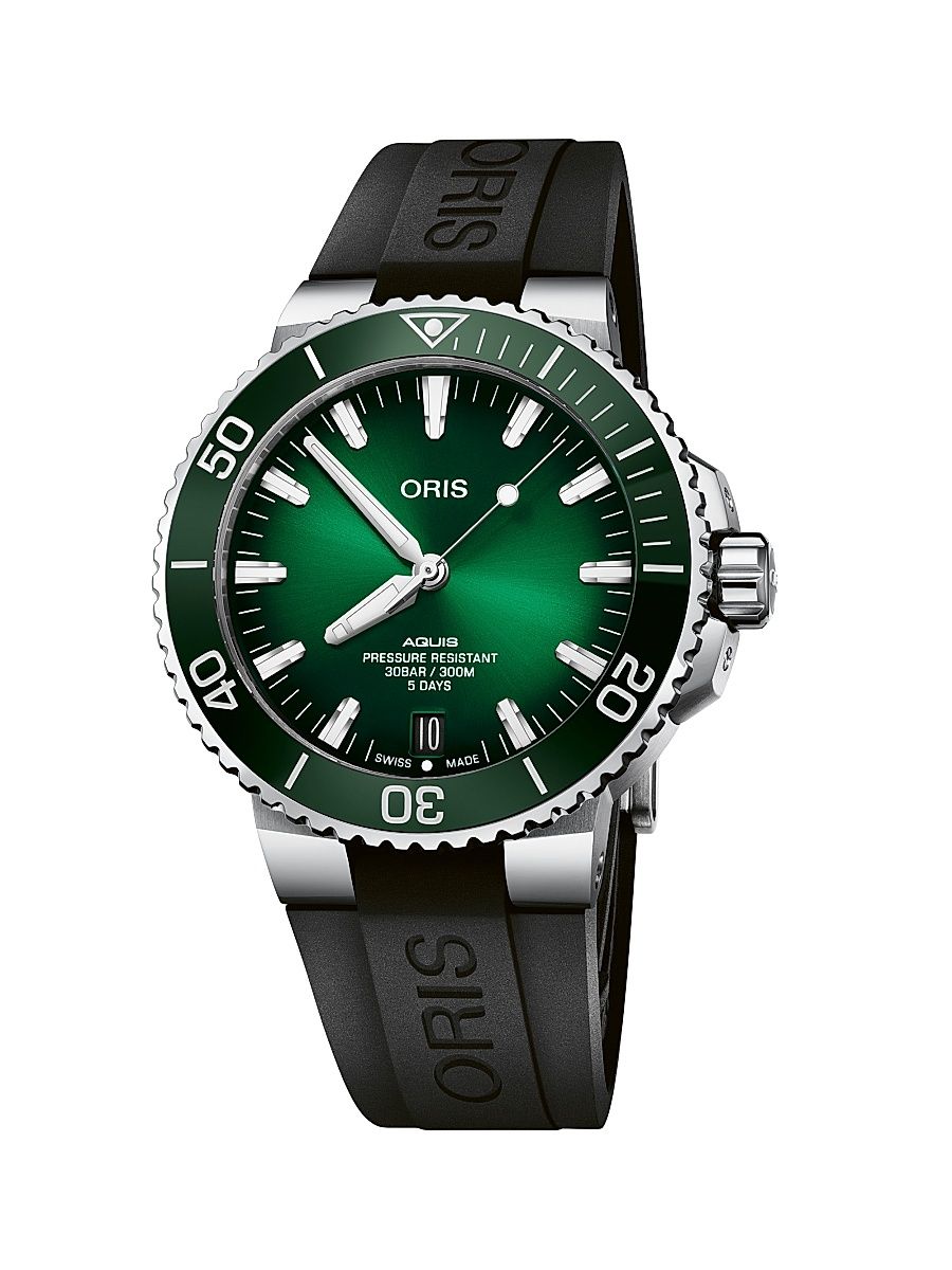 Men's Aquis Date Calibre 400 Stainless Steel & Rubber Diver's Watch/43.5MM - Steel