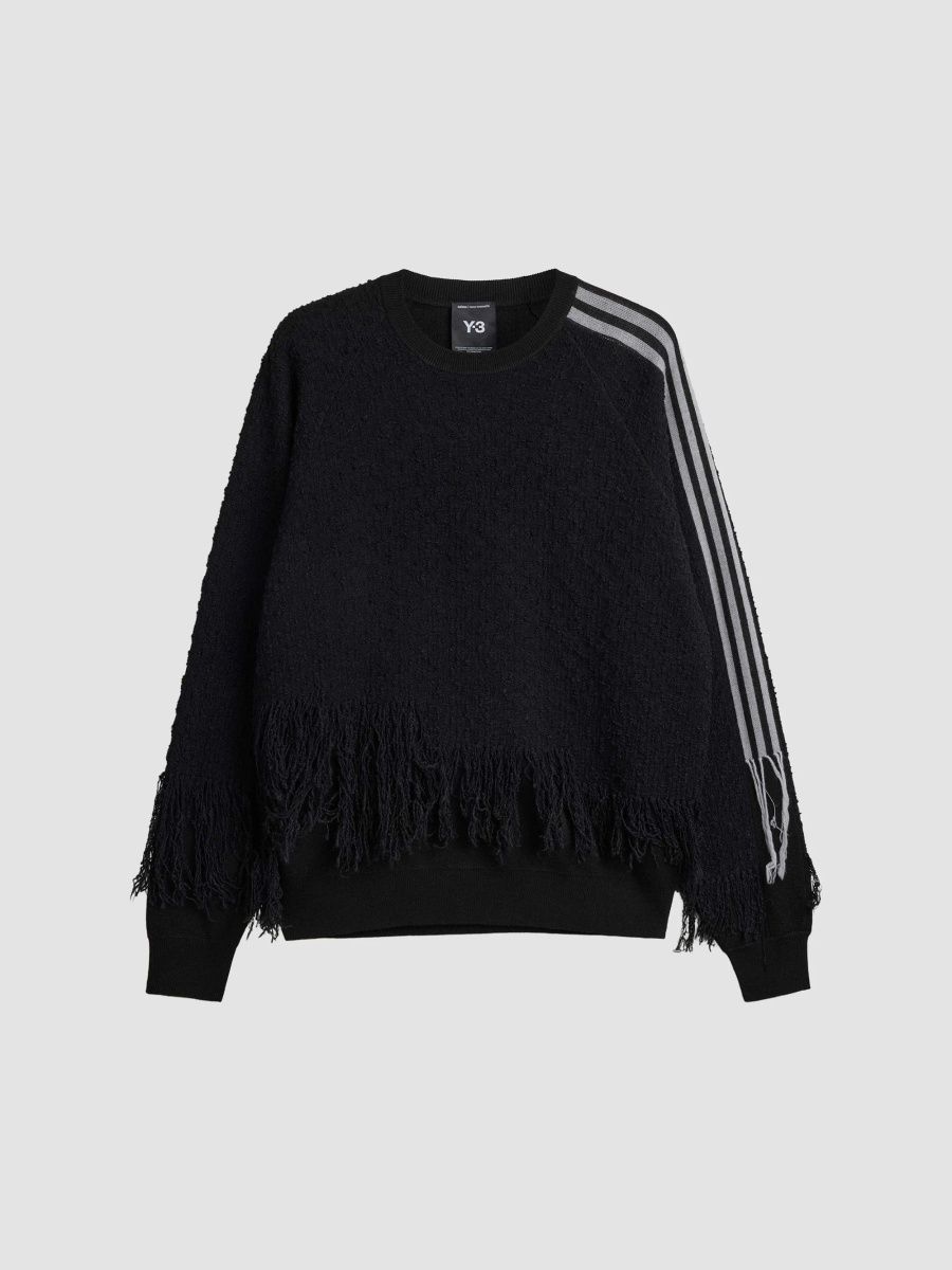adidas Y-3 Men's Knit 3S Crewneck Sweater - Black - Size Small