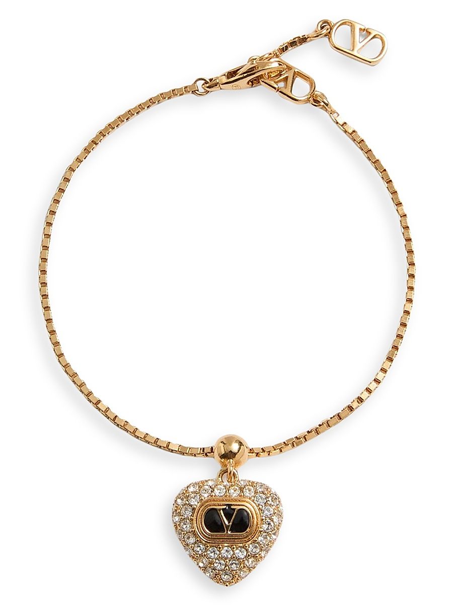 Women's Coeur Royal Metal Enamel and Swarovski Crystal Bracelet - Gold Crystal - Size Medium