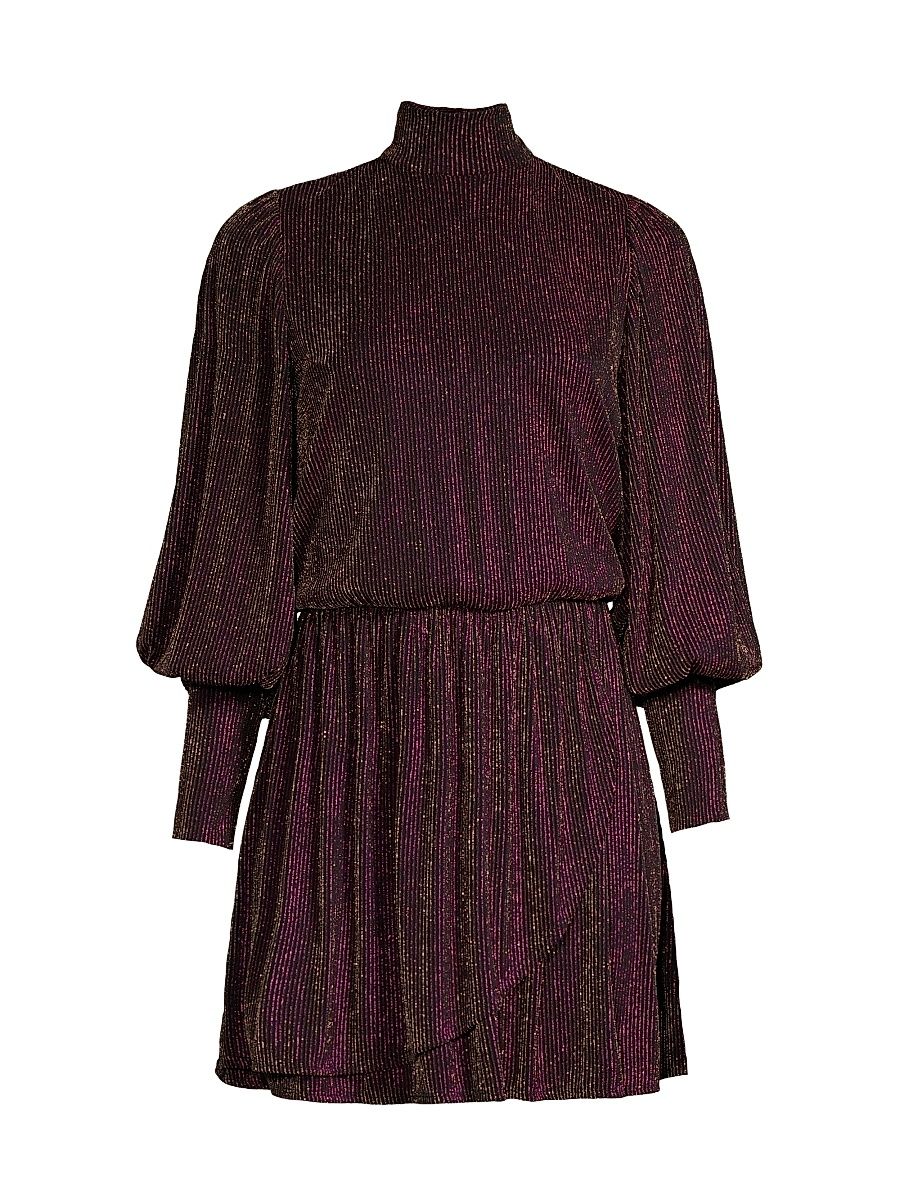 Women's Gavin Metallic Ribbed Minidress - Golden Razzle - Size 4