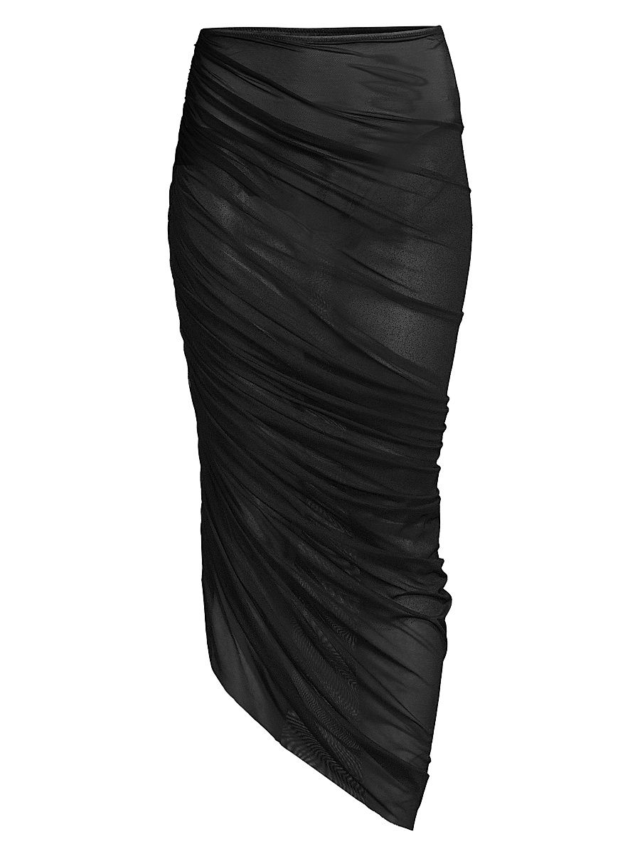 Women's Diana Ruched Long Skirt - Black - Size Small