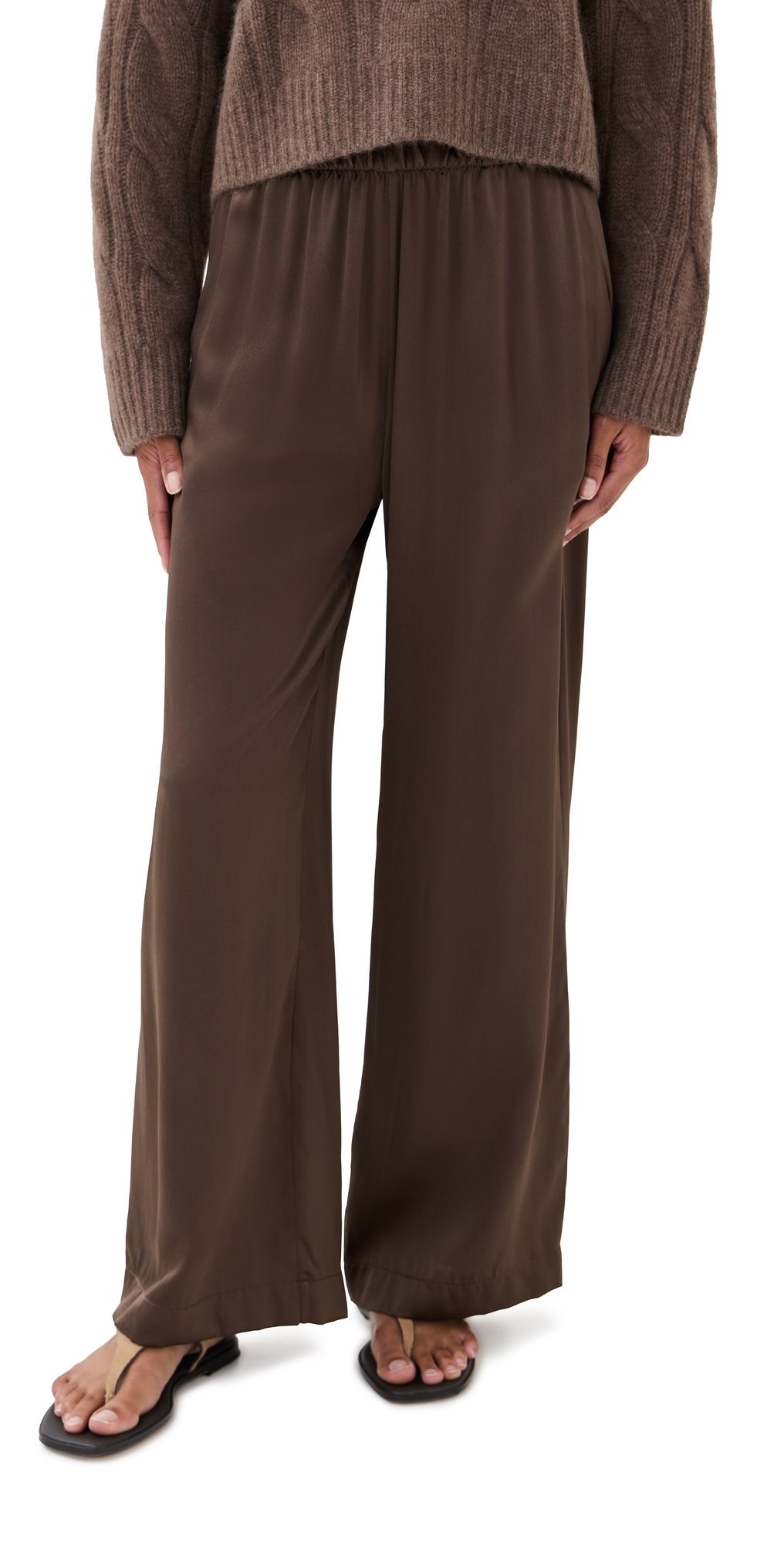 Sablyn Brynn Silk High Rise Wide Leg Pants Swiss Brown XS