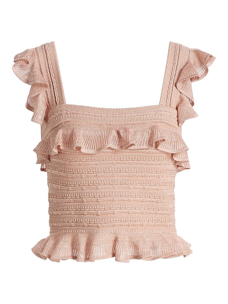 Women's Rebellion Frilled Lace Cami - Metallic Rose Gold - Size 10