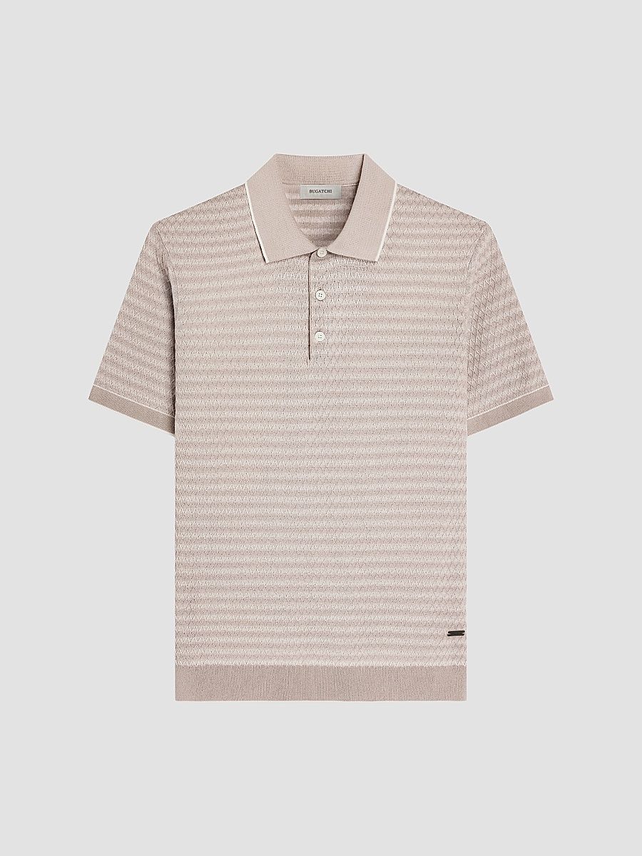 Men's Cotton Knit Polo Sweater - Oatmeal - Size XL