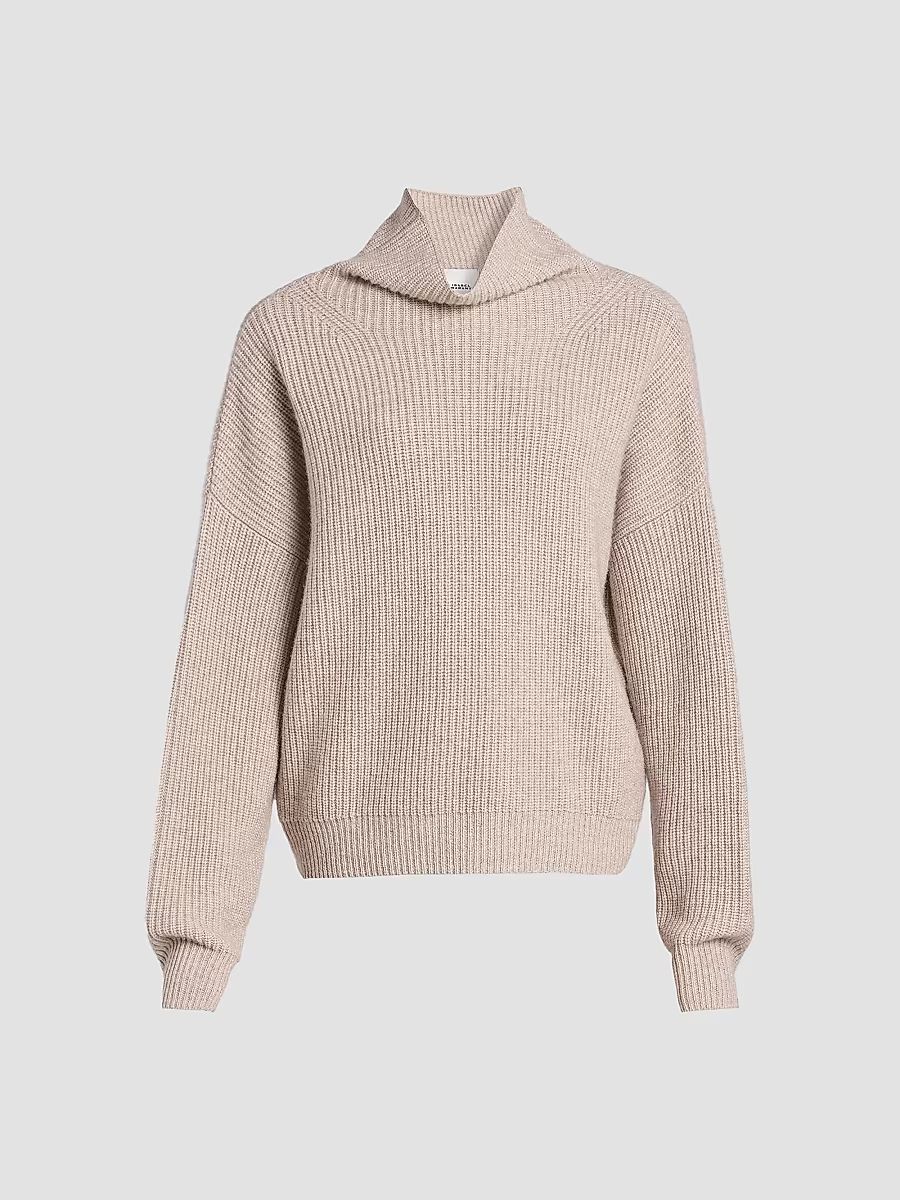 Isabel Marant Women's Brooke Merino Wool-Cashmere Turtleneck Sweater - Beige - Size 12