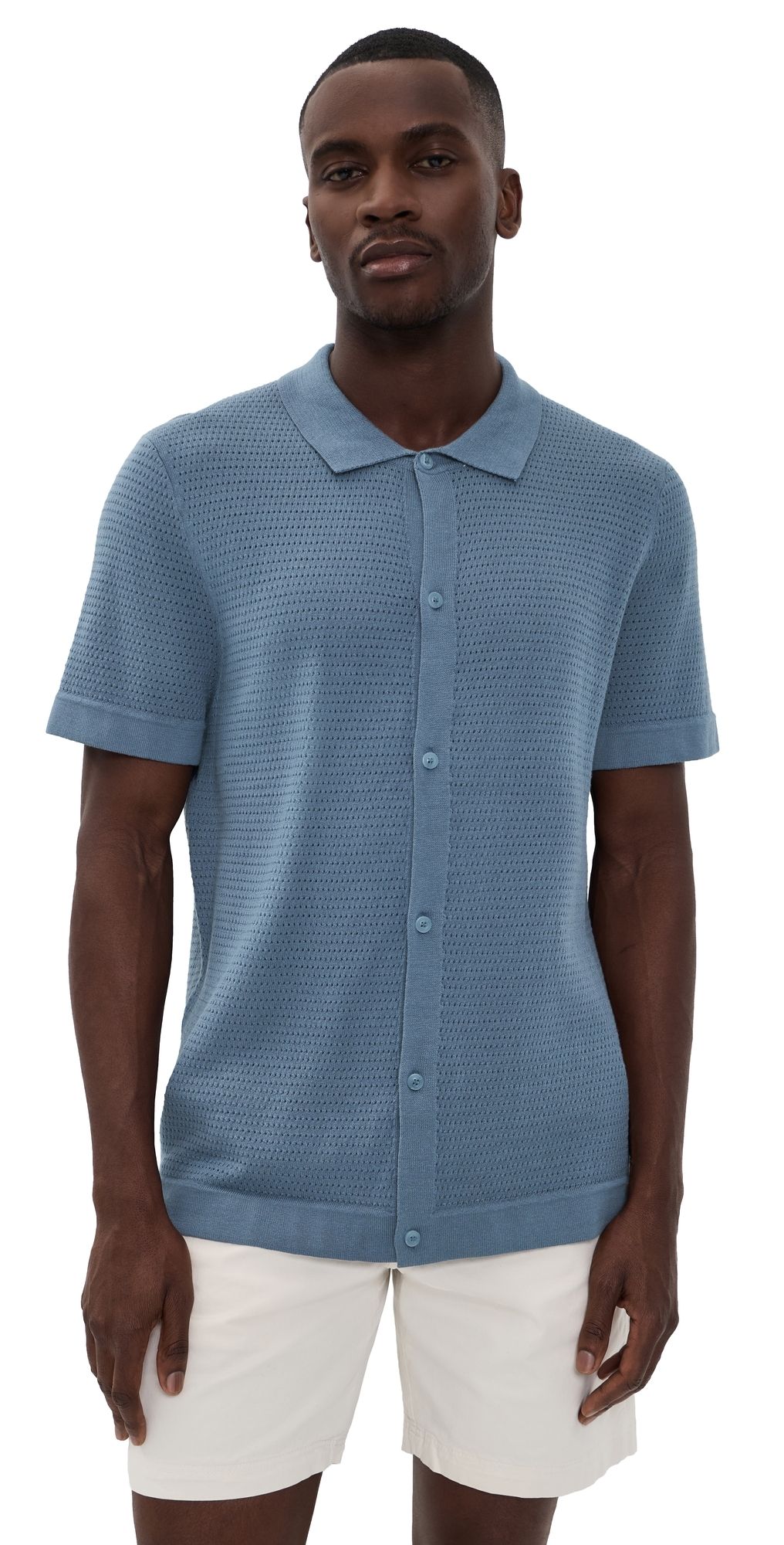 Onia Drop Needle Button Up Shirt Mist L