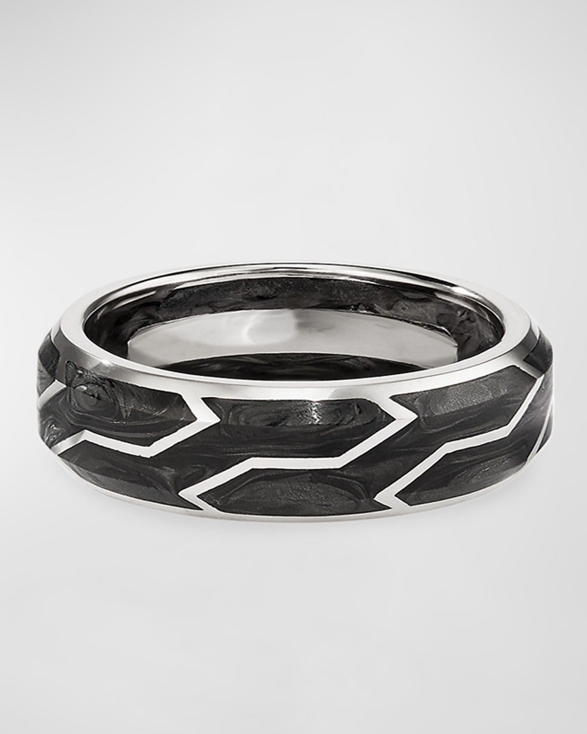 Men & apos;s Forged Carbon Band Ring in 18K Gold