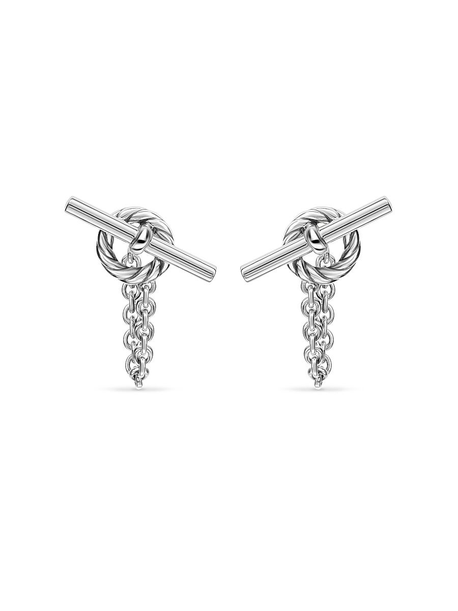 Women's DY Mercer Bold Toggle Chain Stud Earrings in Sterling Silver, 50.4MM - Silver