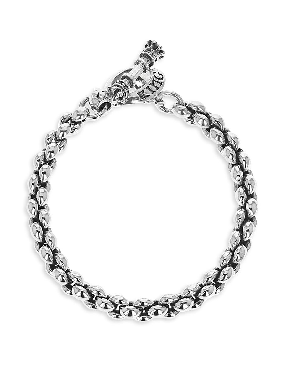 Men's Infinity Sterling Silver Chain Bracelet - Silver - Size 8.75