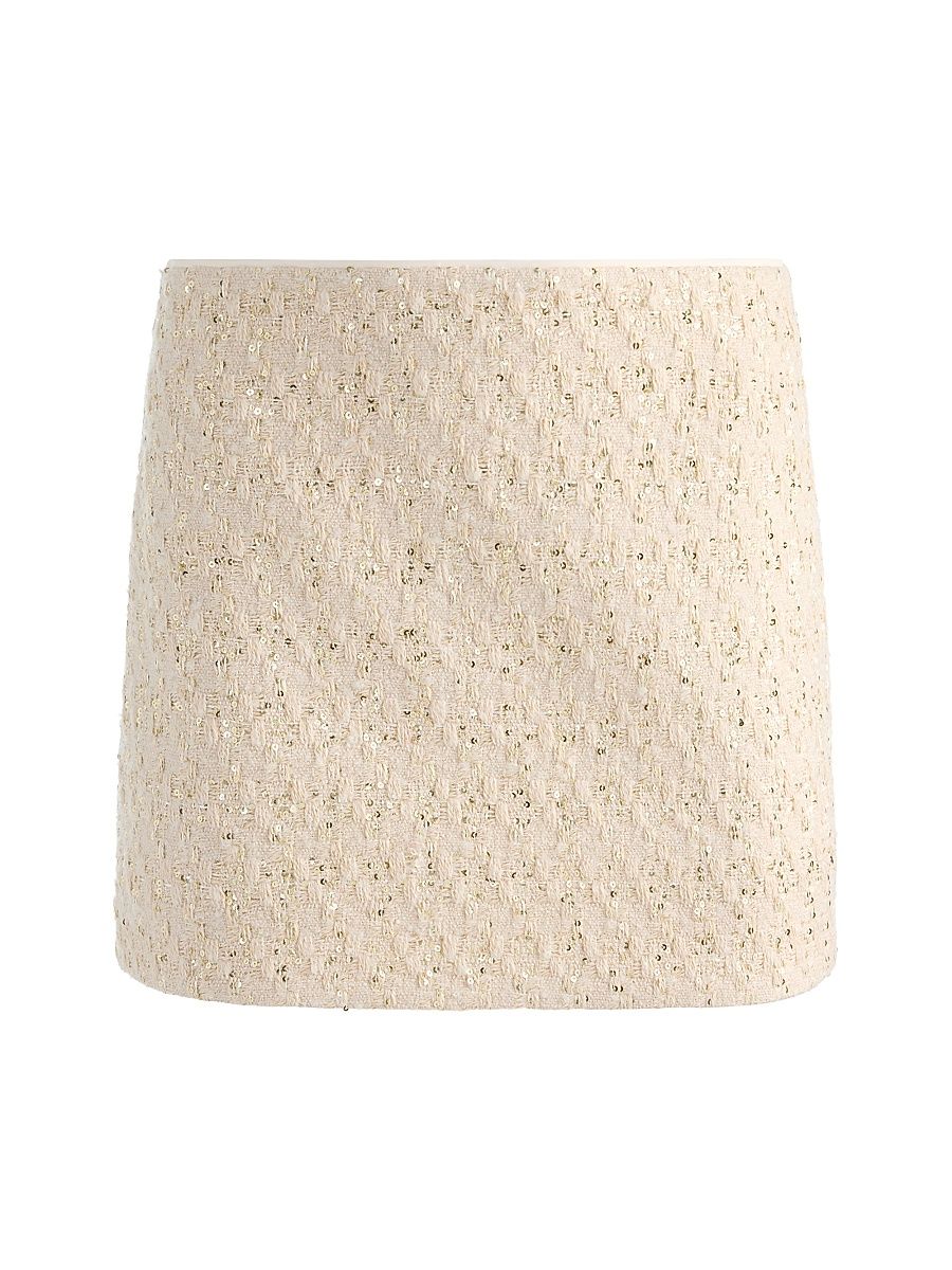 Women's Rubi Sequined Tweed Miniskirt - Natural - Size 14