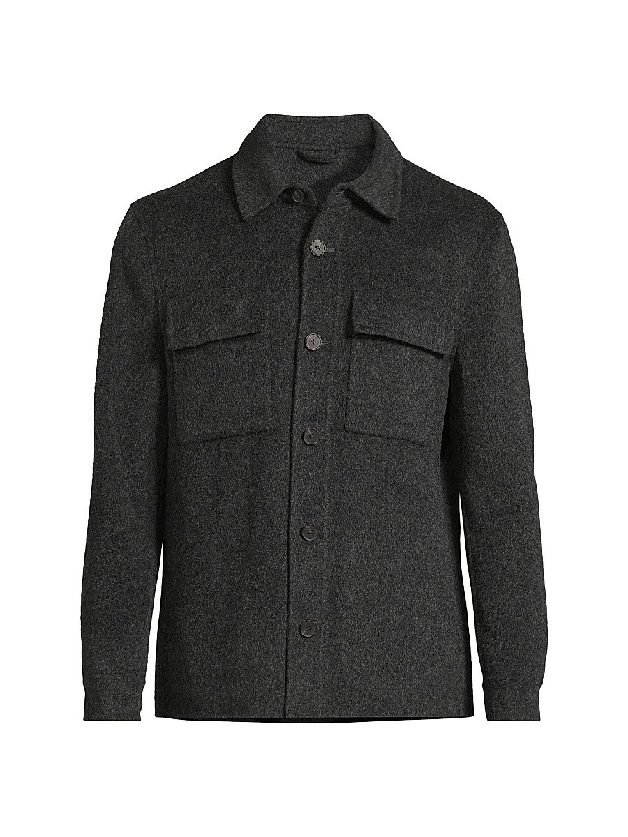 Men's Net Wool-Blend Overshirt - Charcoal Grey - Size XL