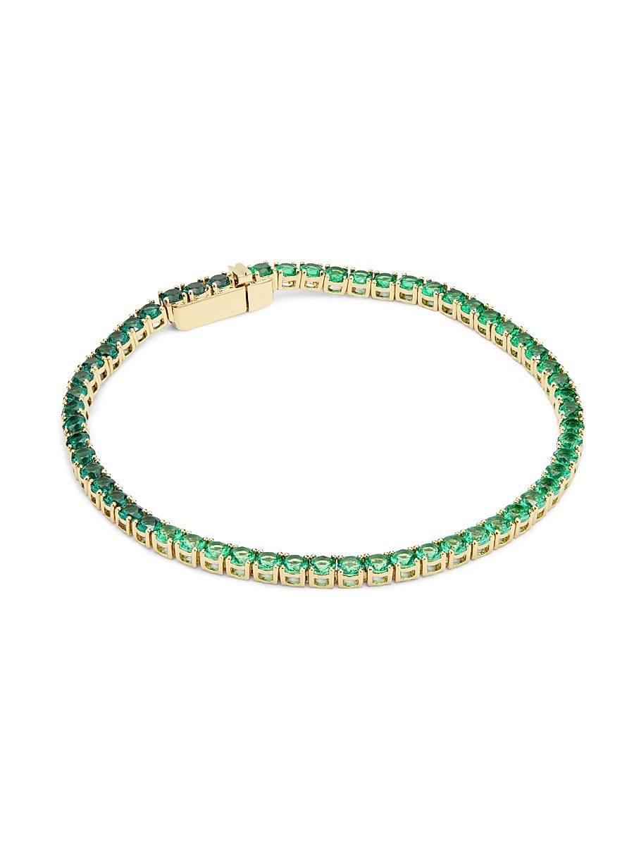 Women's 18K-Gold-Plated & Crystal Tennis Bracelet/7.25" - Green