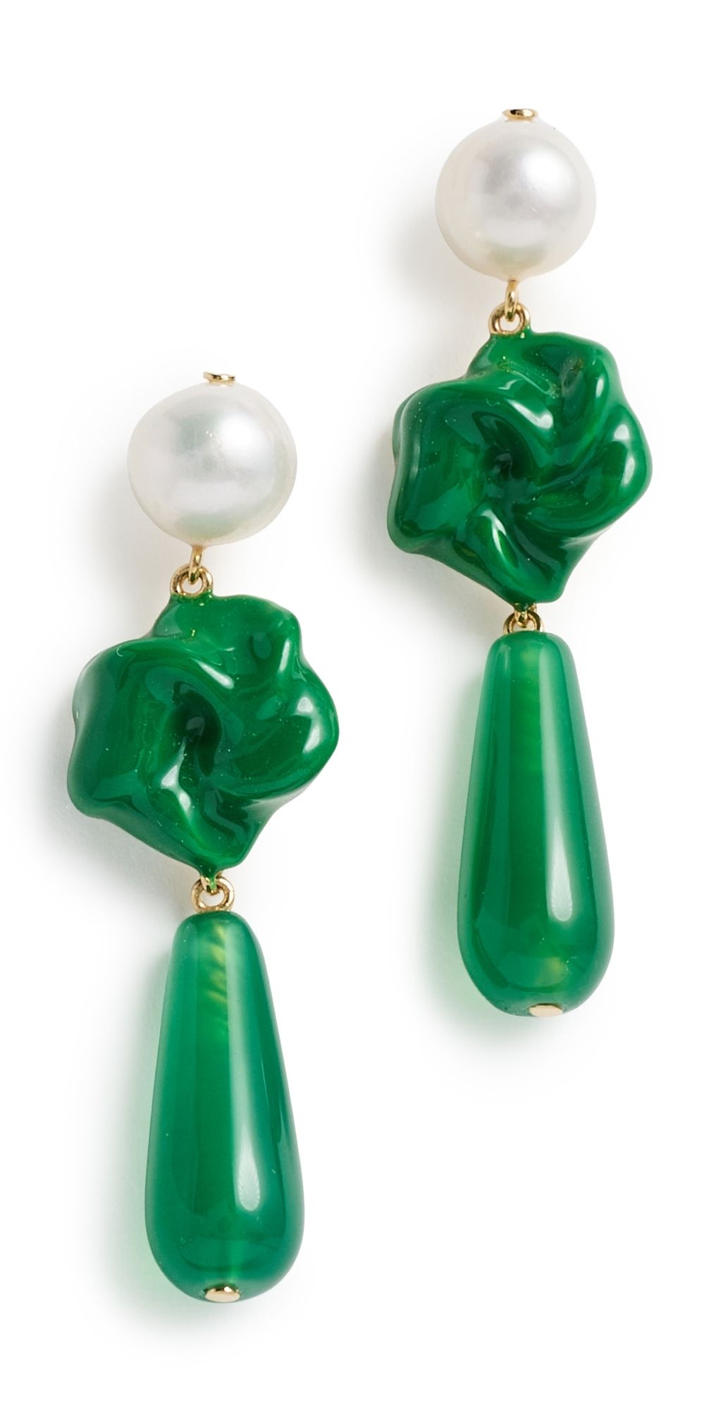 Completedworks Freshwater Pearls and Beaded Earrings Recycled Silver/Green One Size