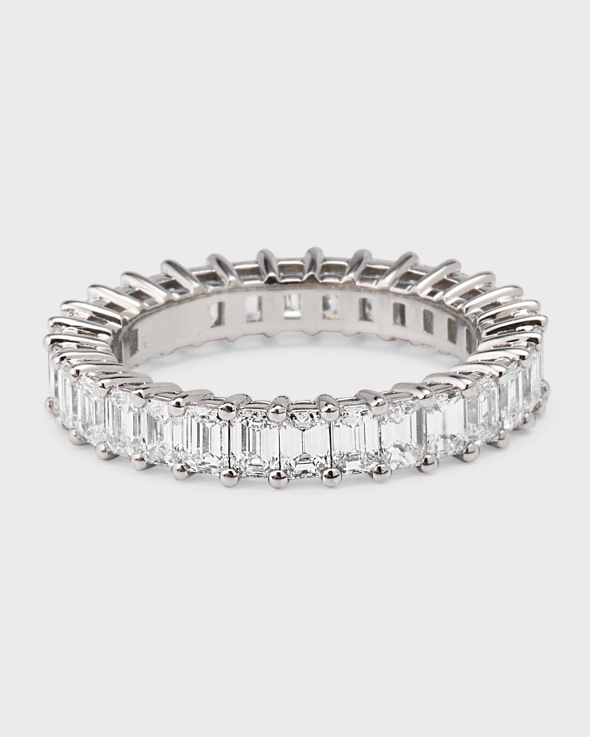 Platinum Emerald-Cut FG/VS Diamond Eternity Band, Size 6.5, 3.3tcw