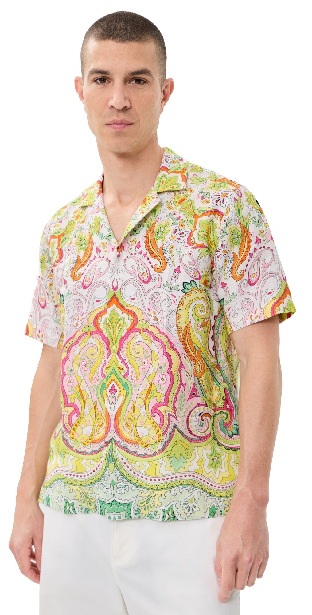 Orlebar Brown Maitan Linen Fairground Shirt Multi/Pink M