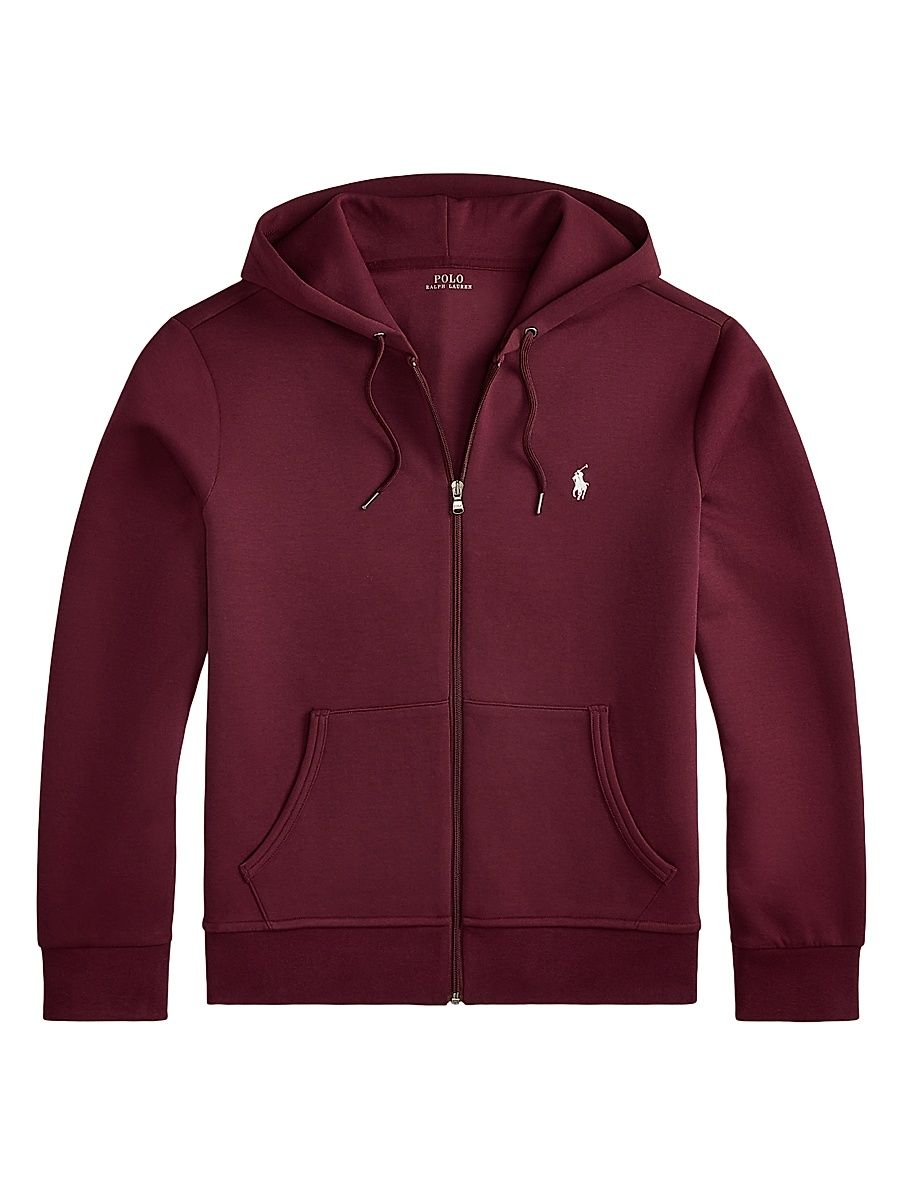 Men's Double-Knit Cotton-Blend Full-Zip Hoodie - Classic Wine - Size XXL